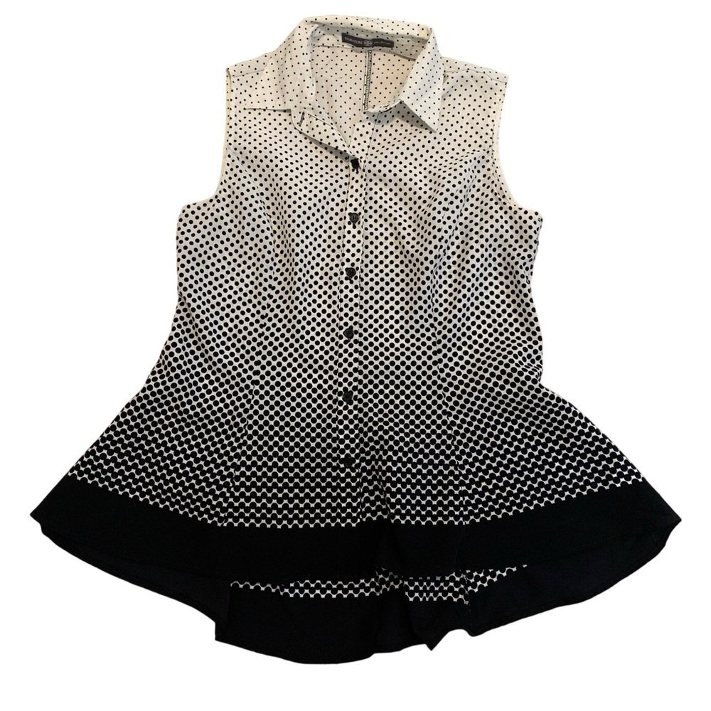 Signature Collection Black and White Polka Dot Tunic Top Small